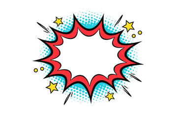 Obraz premium Colorful comic book burst with stars and red outline