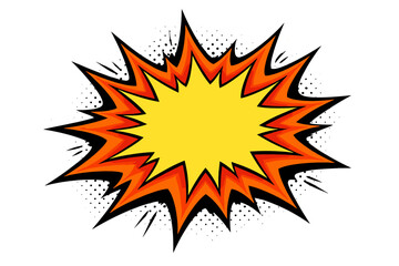 Naklejka premium Comic style explosion with bold yellow and red starburst on white background