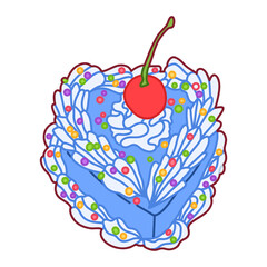 Vintage heart shaped cake vector illustration