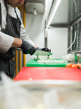 Chef cutting fennel 