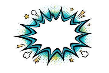 Obraz premium Comic style blank explosion burst with stars and clouds