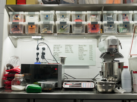Kitchen Workspace With Organized Storage and Cooking Equipment