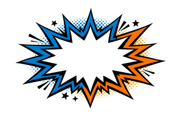 Fototapeta premium Comic book style burst with blue and orange starburst design