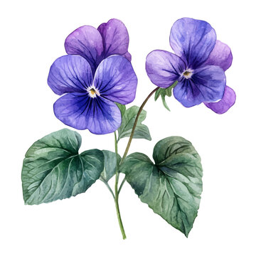 watercolor of Sweet Violet High Quality painting, isolated on a white background.