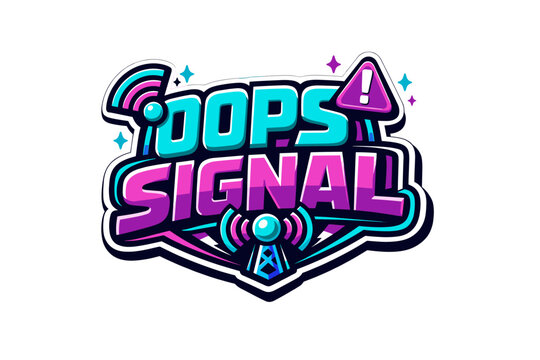 Colorful 'oops signal!' logo with wi-fi and antenna icons