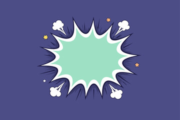 Obraz premium Comic style explosion with speech bubble and stars on purple background