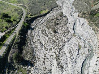 A UAV Drone Aerial Survey of  The Mill Creek Strand of the San Andreas Fault in California along Highway 38 near Forest Falls and Yucaipa looking at the landforms caused by Plate Tectonics 
