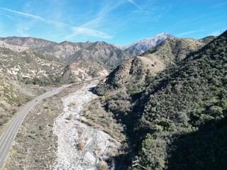 A UAV Drone Aerial Survey of  The Mill Creek Strand of the San Andreas Fault in California along Highway 38 near Forest Falls and Yucaipa looking at the landforms caused by Plate Tectonics 