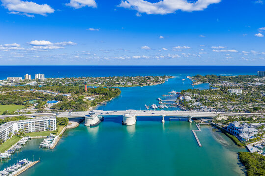 aerial view of US 1 bridge at Jupiter Inlet