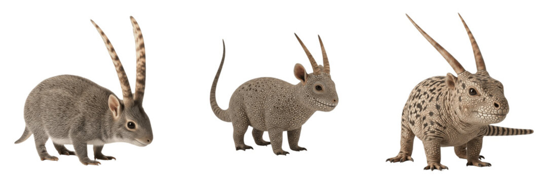 Pentaceratops sternbergii dinosaur isolated on white background, five-horned ceratopsian herbivore fossil reptile cutout PNG, Cretaceous horned dinosaur 3D render model, prehistoric frilled dinosaur f