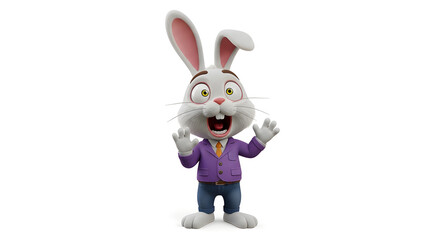 Obraz premium Surprised Easter bunny character isolated on white