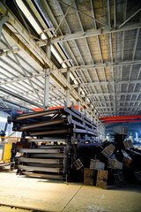 Steel structure processing in heavy industry factory