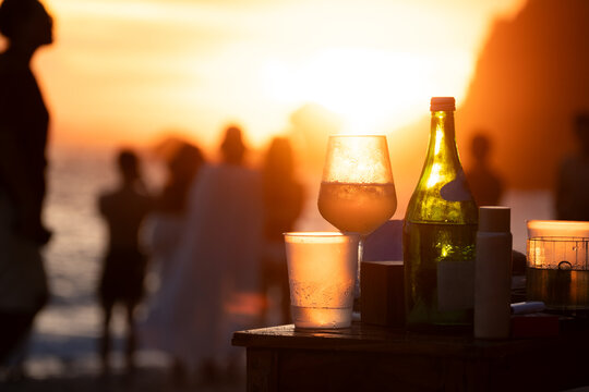 Sunset Beach Drinks and Crowd
