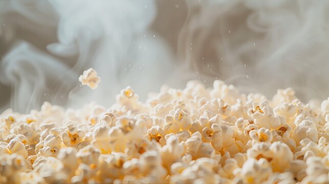 Hot popped corn fills the space with steam as kernels cook. The kitchen is full of activity and people preparing for snack time