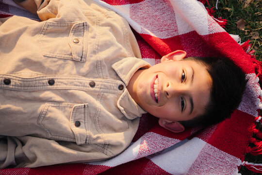 Happy Child Portrait Picnic Blanket
