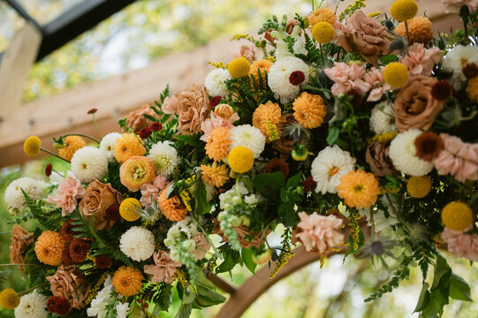 Colorful Floral Fall Wedding Arch 