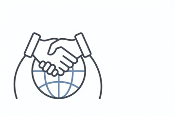Fototapeta premium Global partnership handshake outline icon isolated on white background.