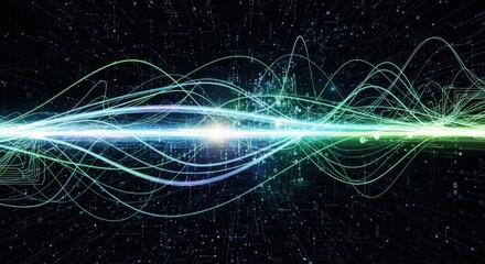 Naklejka premium Abstract digital wave of energy in the dark space.
