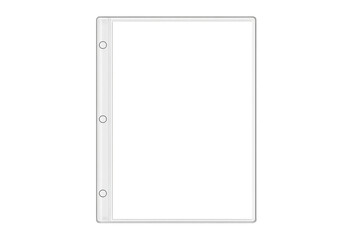 Clear plastic sheet protector for documents on transparent background