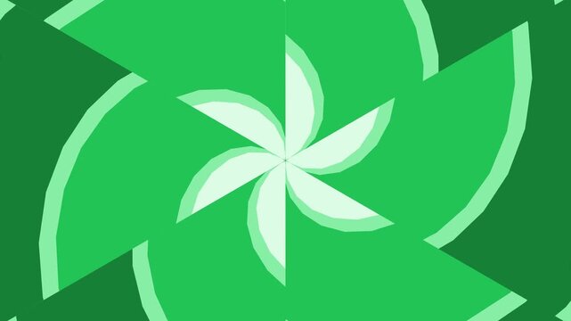 Abstract Green Wind Turbine Fan Blades Spinning Animation Loop with Plexus Network Dots Overlay. Perfect center composition for logo reveal or typography background.