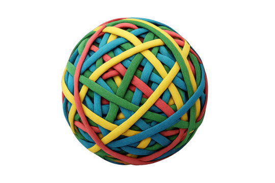 Colorful rubber band ball with transparent background