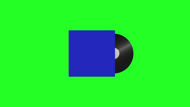 Rotating Vinyl Record with Blue Cover Mockup for Custom Art