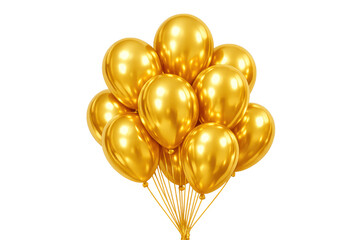 Golden shiny balloons floating, creating festive atmosphere for celebration, party, anniversary, wedding, birthday