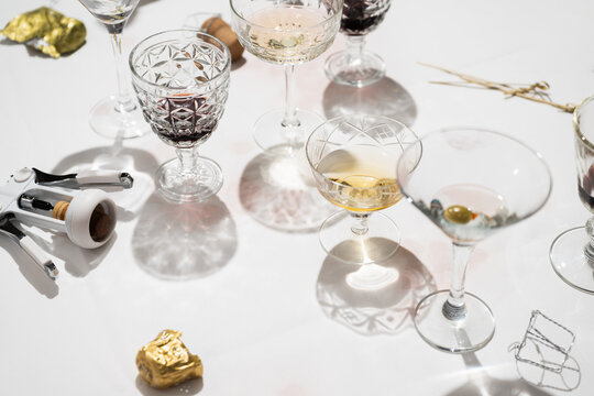 Party aftermath. Messy drinks table.