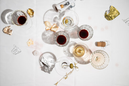 Party aftermath. Messy drinks table.