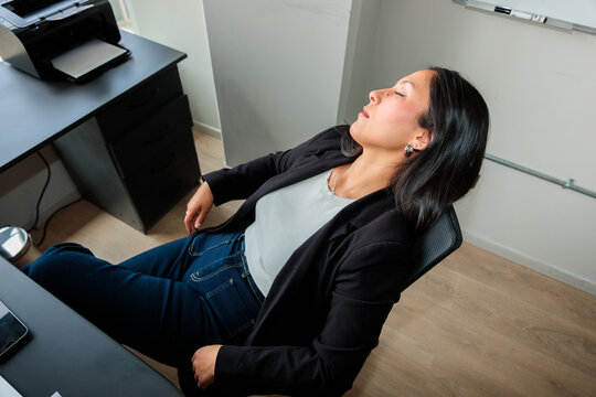 Office Worker Relaxing After Tasks