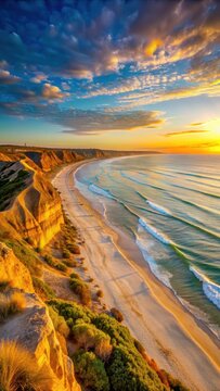 Breathtaking sunset views of Willunga beachs iconic coastal track at golden hour