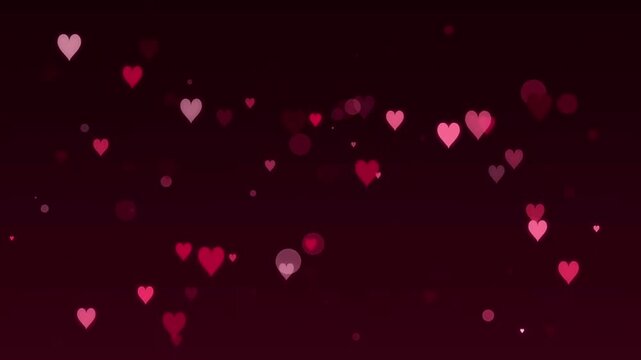 Seamless loopable Romantic Valentine Red Pink Hearts Background Loop. High quality 4k rendered abstract animation featuring gather motion. Perfect for video production, social media, weddings, and eve