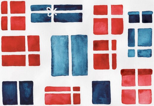 watercolor illustration of Christmas gifts