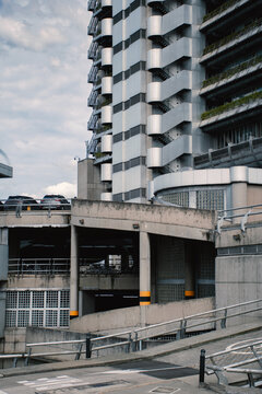 Buildings and Structures in an Urban Space With a Parking Area
