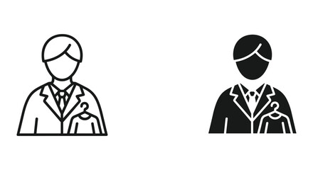 Business professionals front and back view vector icons flat design minimalist style corporate attire