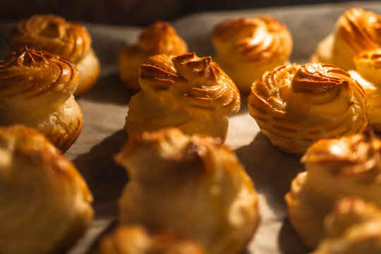 Cream Puffs Baking in Oven