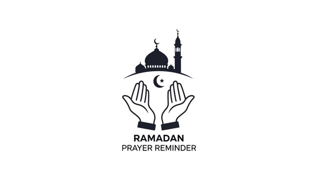 Ramadan prayer reminder icon logo design.