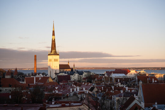 Sunset View Over Historic Tallinn, Estonia
