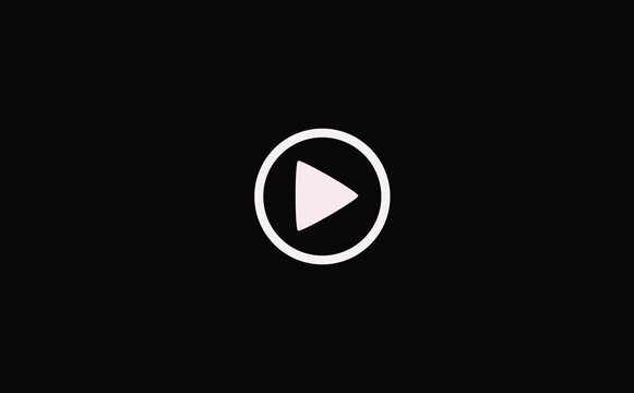 White Play Button video animation Play Media background is black.