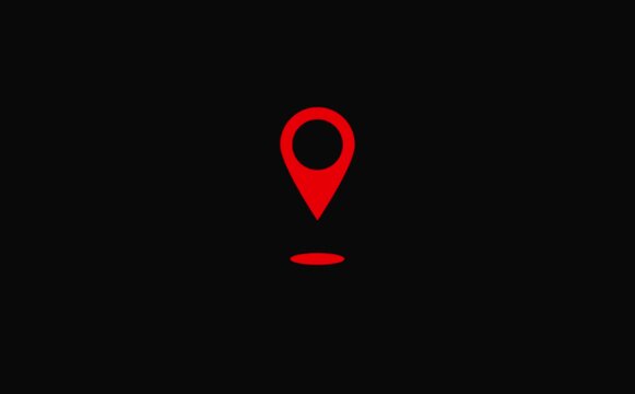 Red Map Pin on Black Background for Navigation and Location Based Services location video animation.