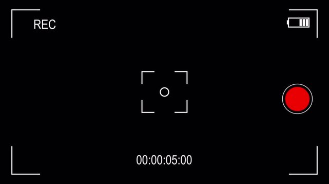 Horizontal smart phone camera screen recording overlay frame, Smartphone video camera recording overlay frame with timecode counter