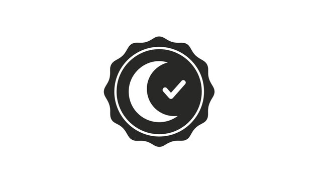 Black and white checkmark moon symbol.