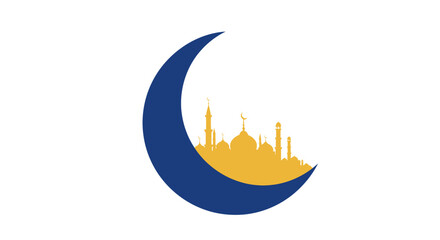 Crescent Moon with Mosque Silhouette Inside. © Fauzi