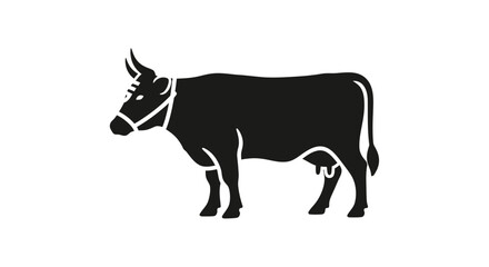 Fototapeta premium Black Silhouette of a Cow Standing.
