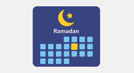 Ramadan Calendar with Crescent Moon and Star. © Fauzi