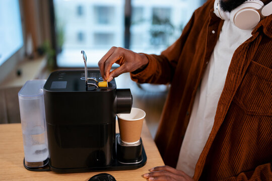 Home coffee machine in use
