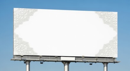 Obraz premium Blank Billboard Against Clear Blue Sky.