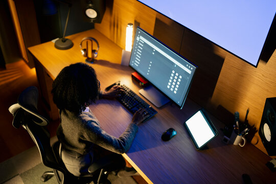 Desk job in home office
