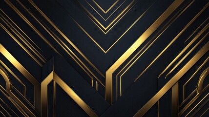 Obraz premium Elegant Black and Gold Abstract Background with Geometric Art Deco Design for Luxurious Projects