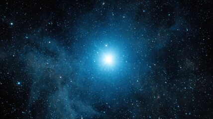 Obraz premium Vibrant Blue Star Bursting Through a Nebula in Deep Space for Exploration and Discovery
